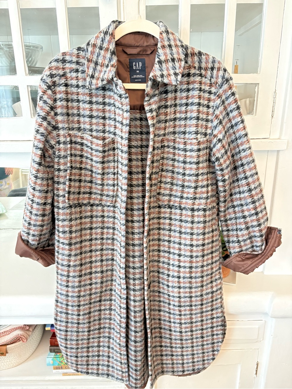 GAP Women’s Plaid Wool-Blend Shacket - Brown & Gray